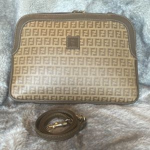 ❤️SOLD❤️ Authentic Vintage Fendi Zucchino PVC Coated Canvas FF Logo Bag strap